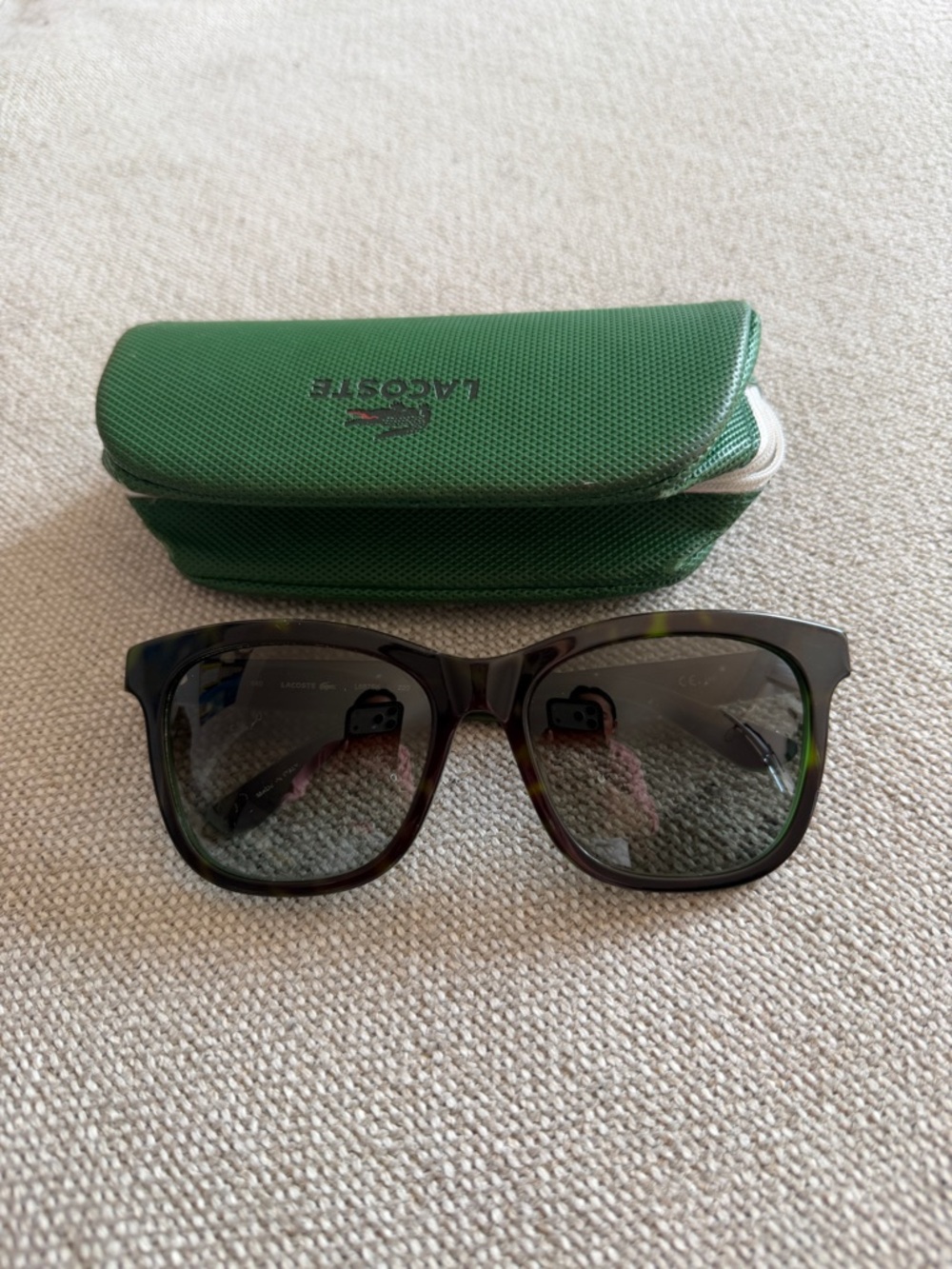 Lacoste Green Tortoiseshell Sunglasses with Green Case